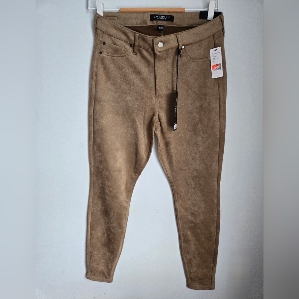 New LIVERPOOL Tan Suede-Look Skinny Pants